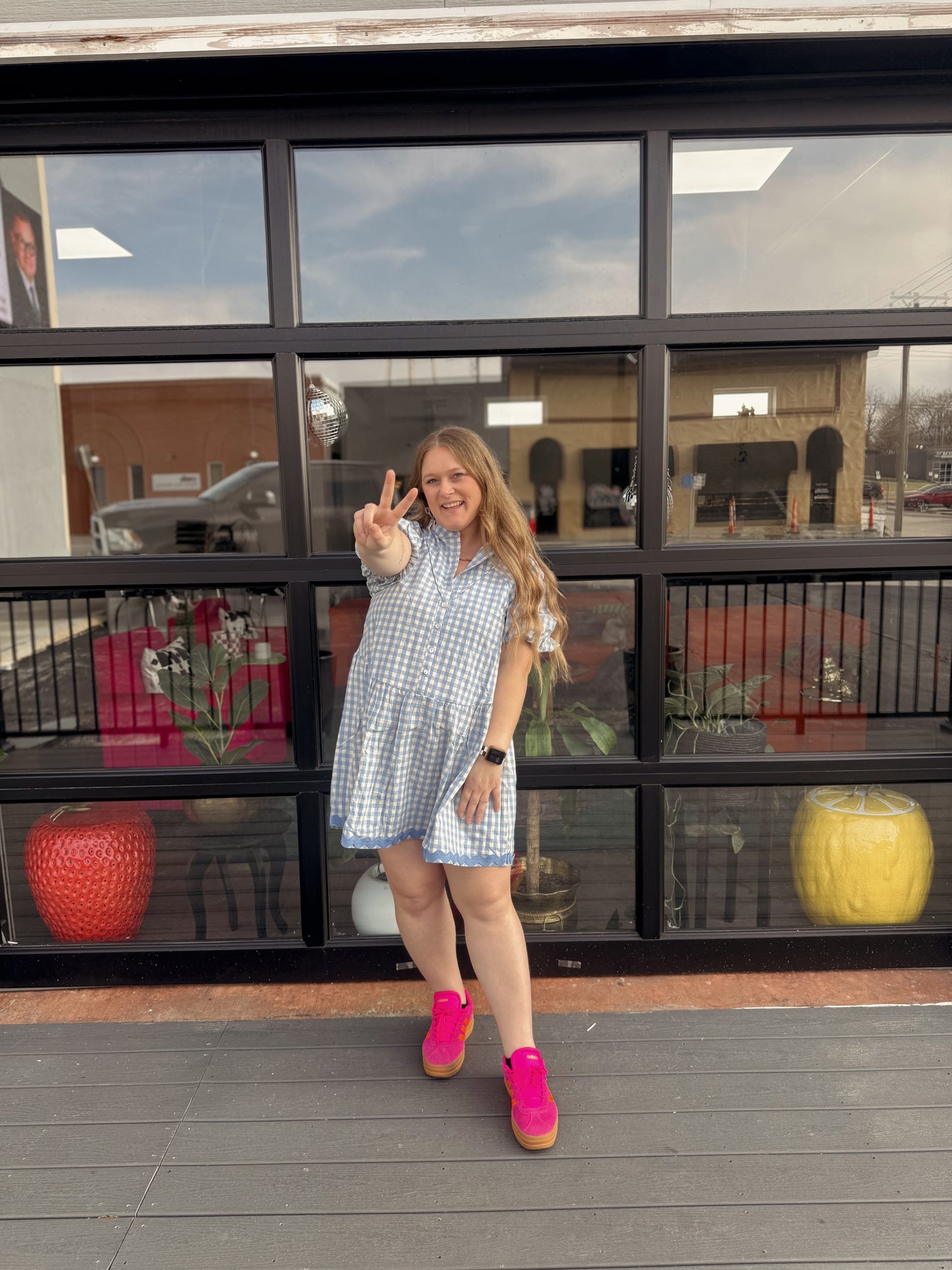 Checkered Half Button Down Dress