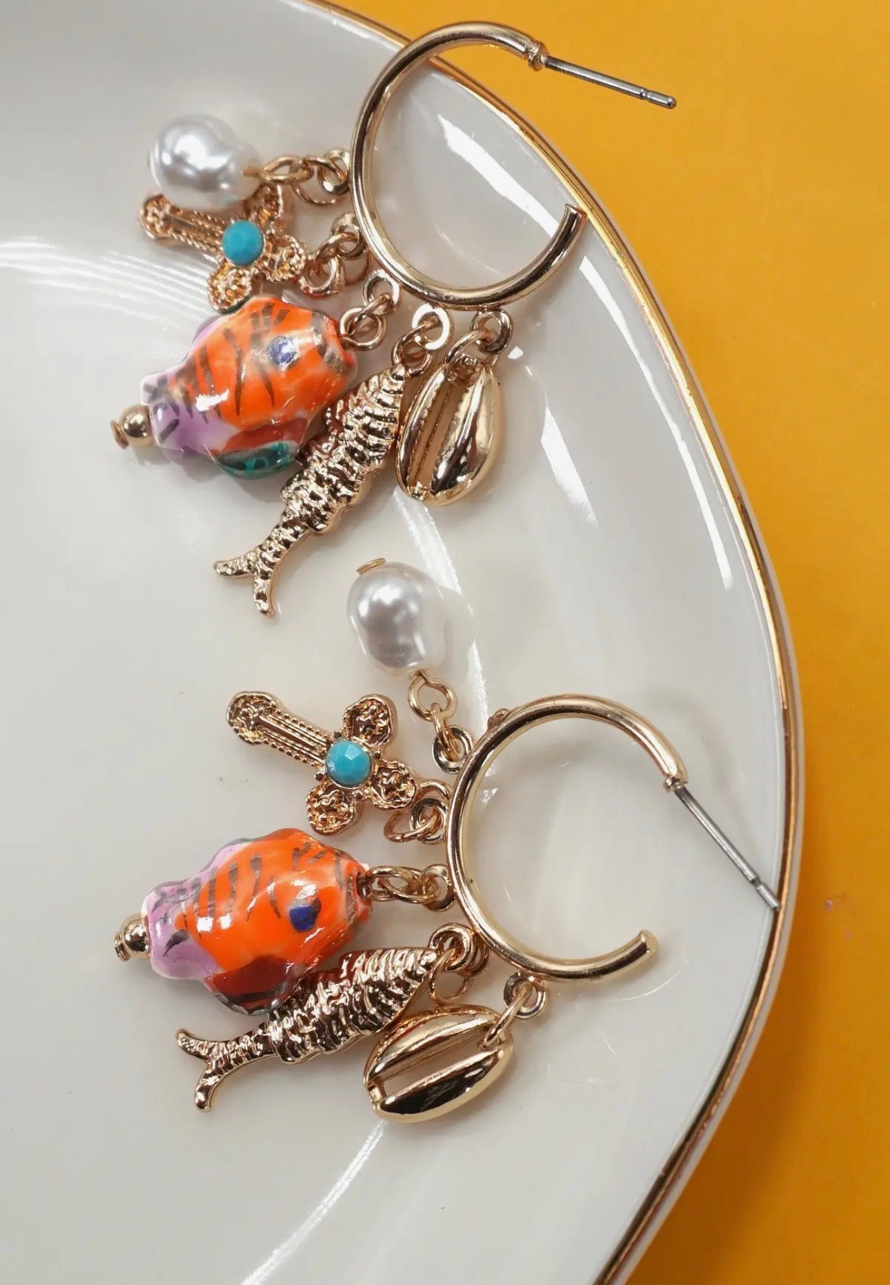 Ocean Charm Hoop Earrings