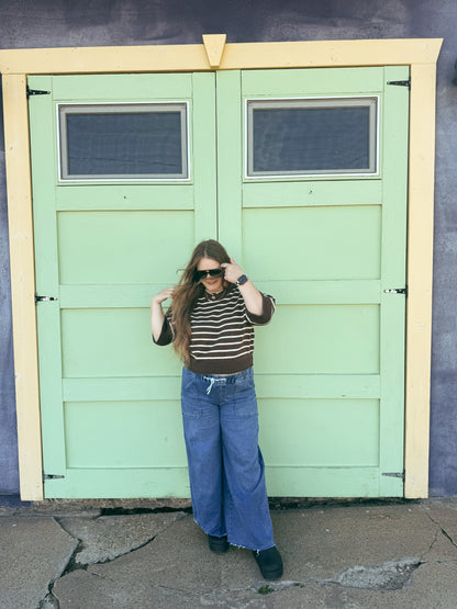 Brown Stripe Sweater Top
