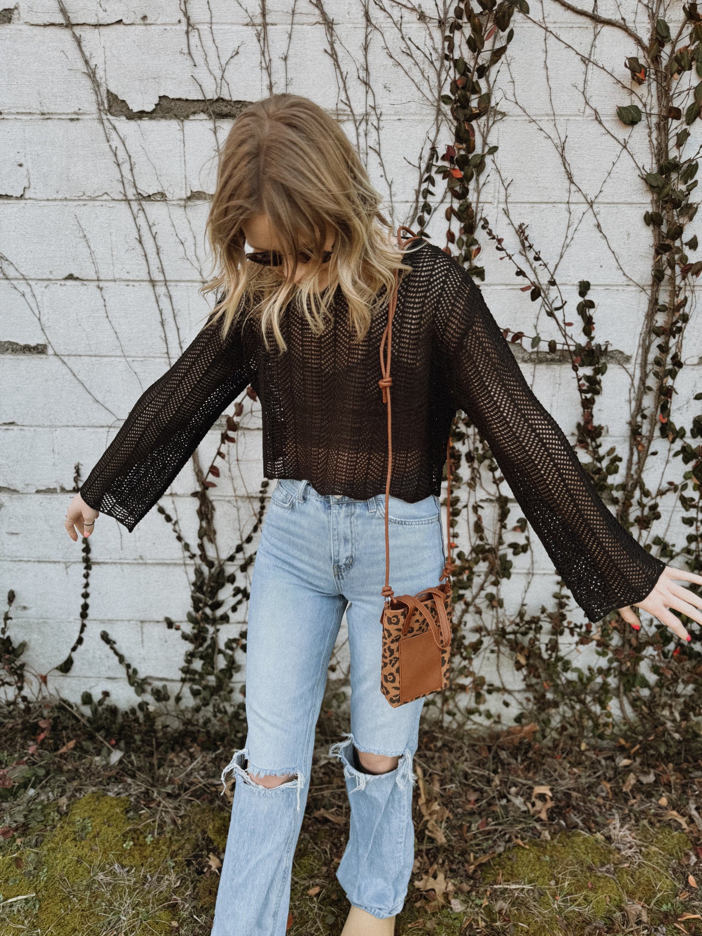 Open Knit Cropped Top