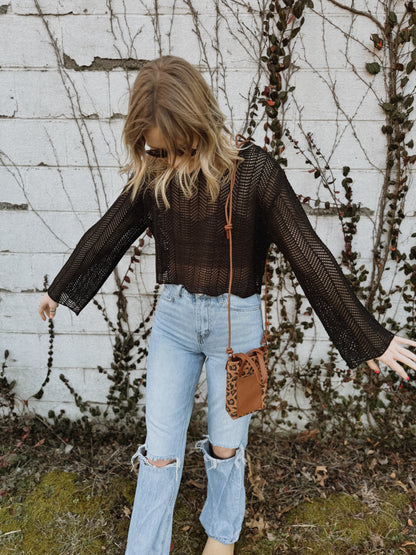 Open Knit Cropped Top
