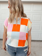 Multi Checker Sweater Top