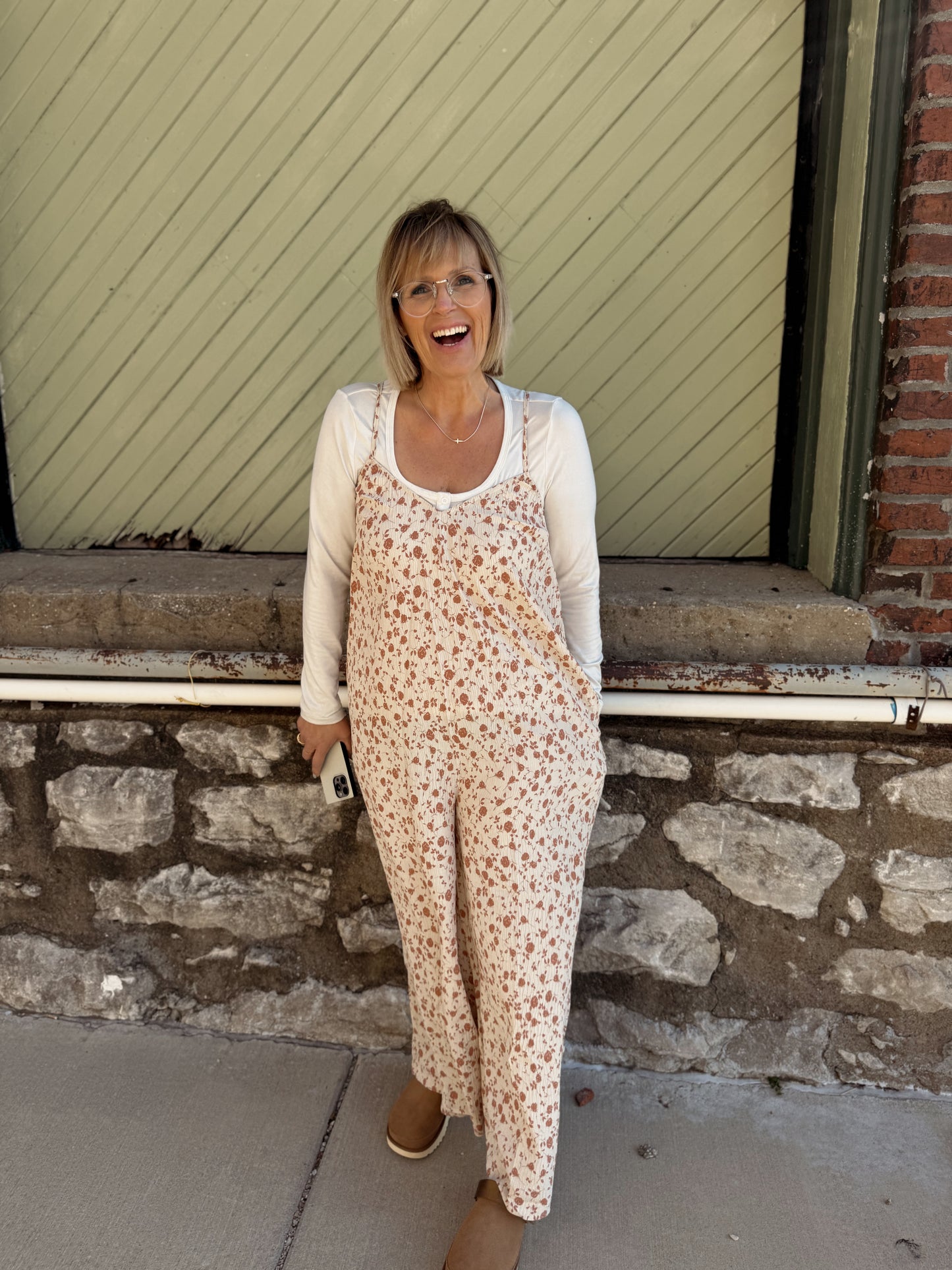 Pleated Floral Jumpsuit