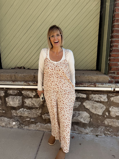 Pleated Floral Jumpsuit