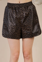 Pleather Leopard Shorts