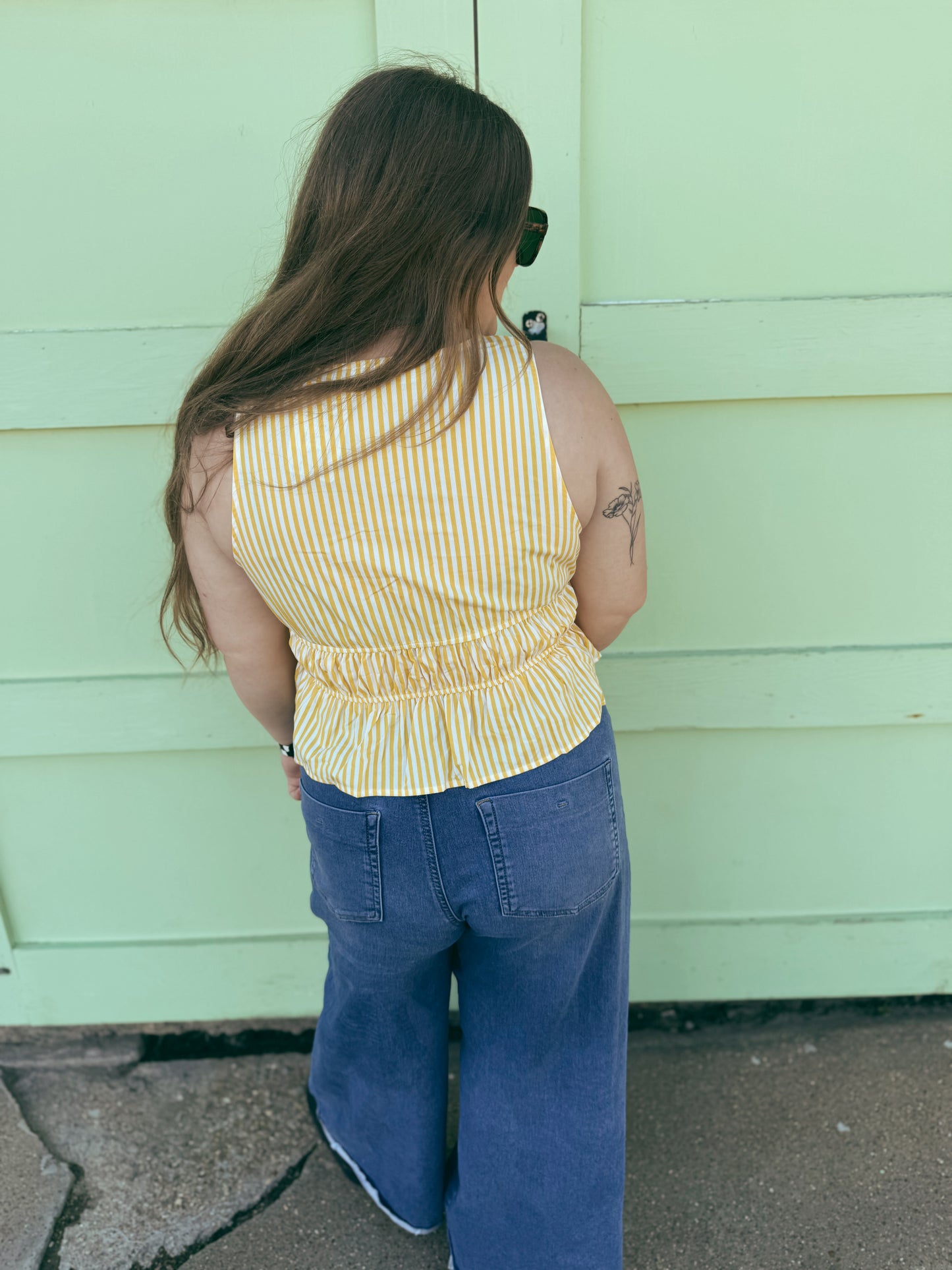 Yellow Stripe Peplum Top