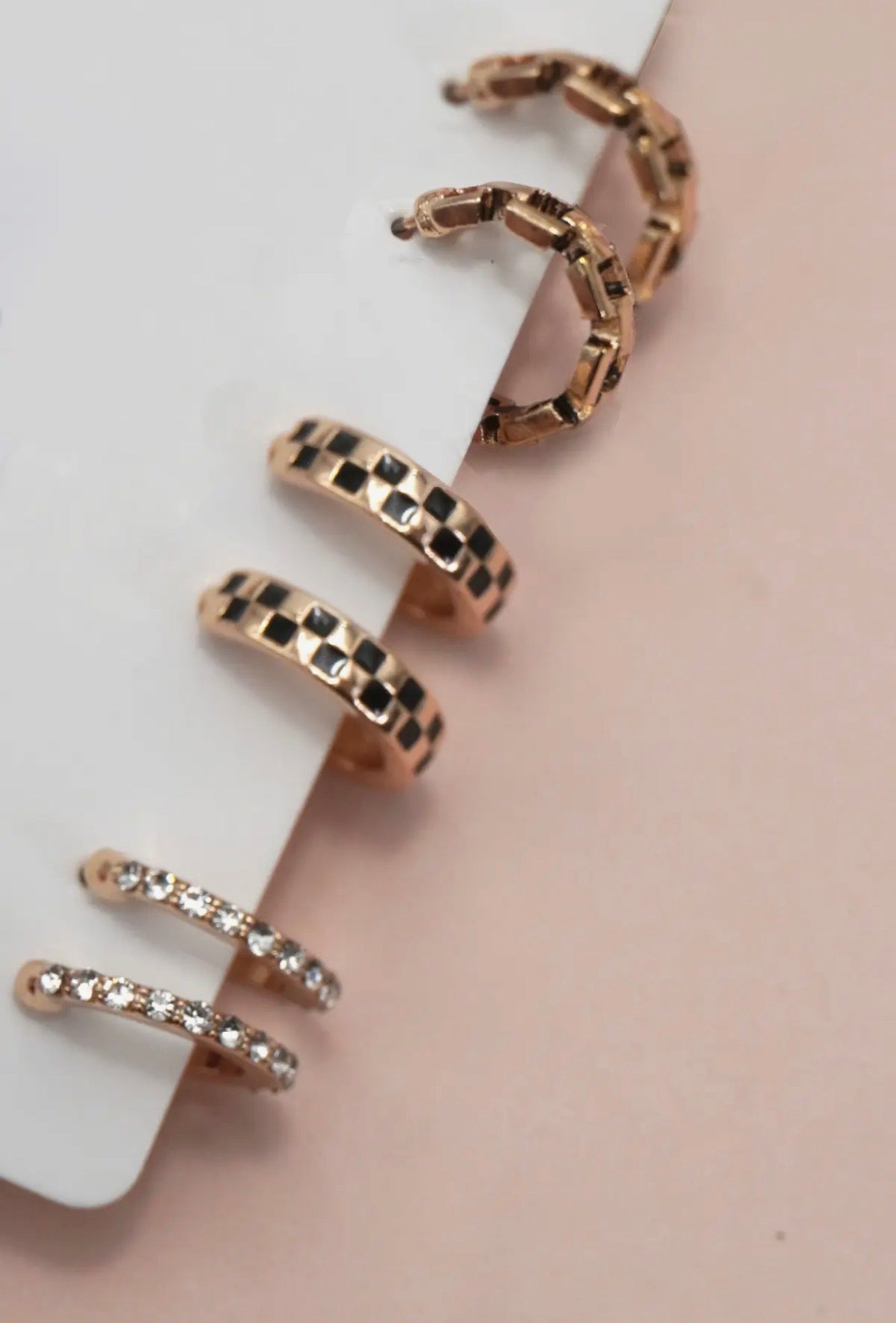 Baguette Stone Double Hoop Huggie Trio