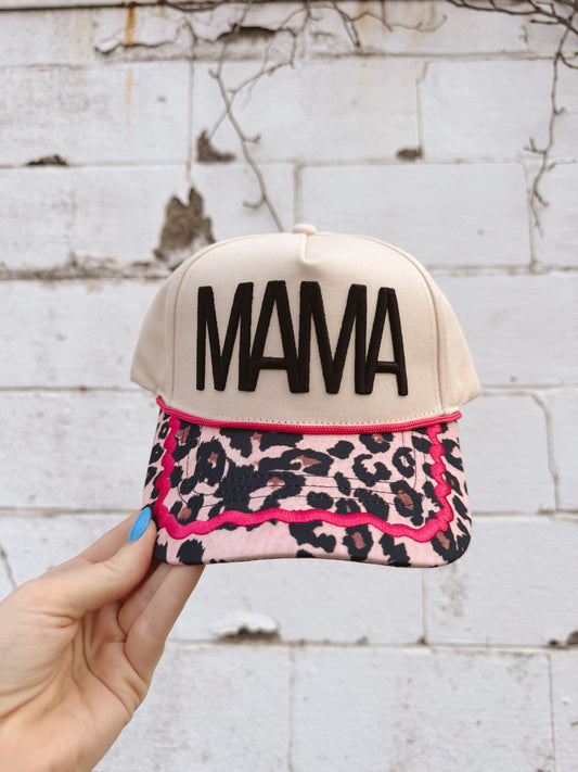 Leopard Lace Trim Mama Hat